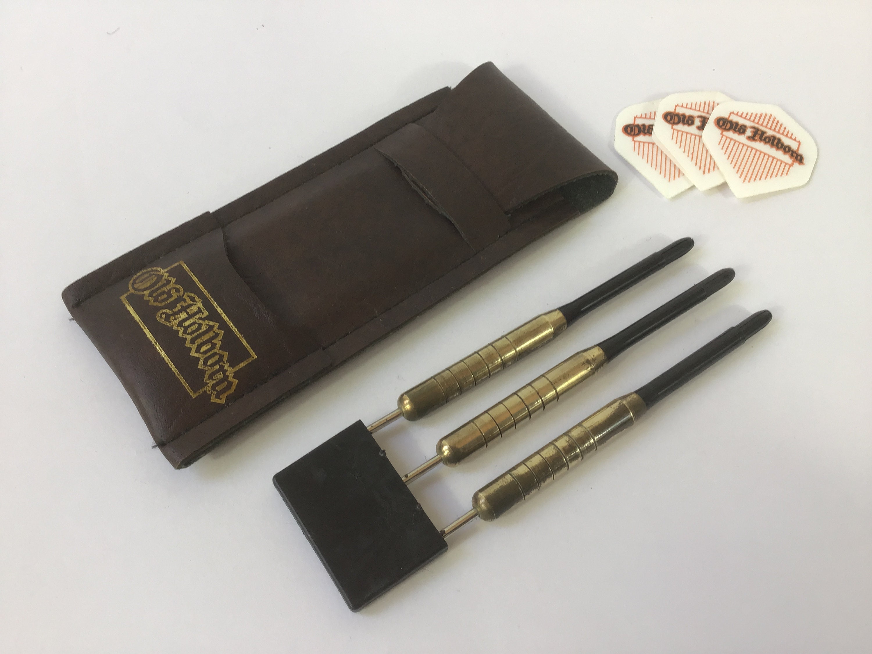 Cased Darts Set Advertising Old Holborn Hand Rolling Tobacco c1960s. Mid Mod Retro Brass Darts Set. Medium 22g Weight. Xmas Gifts For Men.