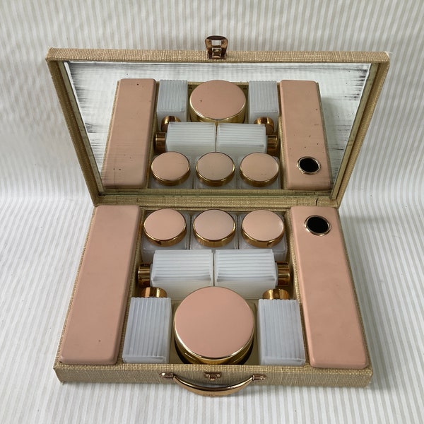 Rare 1950s Sirram Deluxe Beauty Box Makeup/Vanity Case. Mid Century Retro Wedding Or Costume Accessories. Women’s Travel Cosmetics Organiser