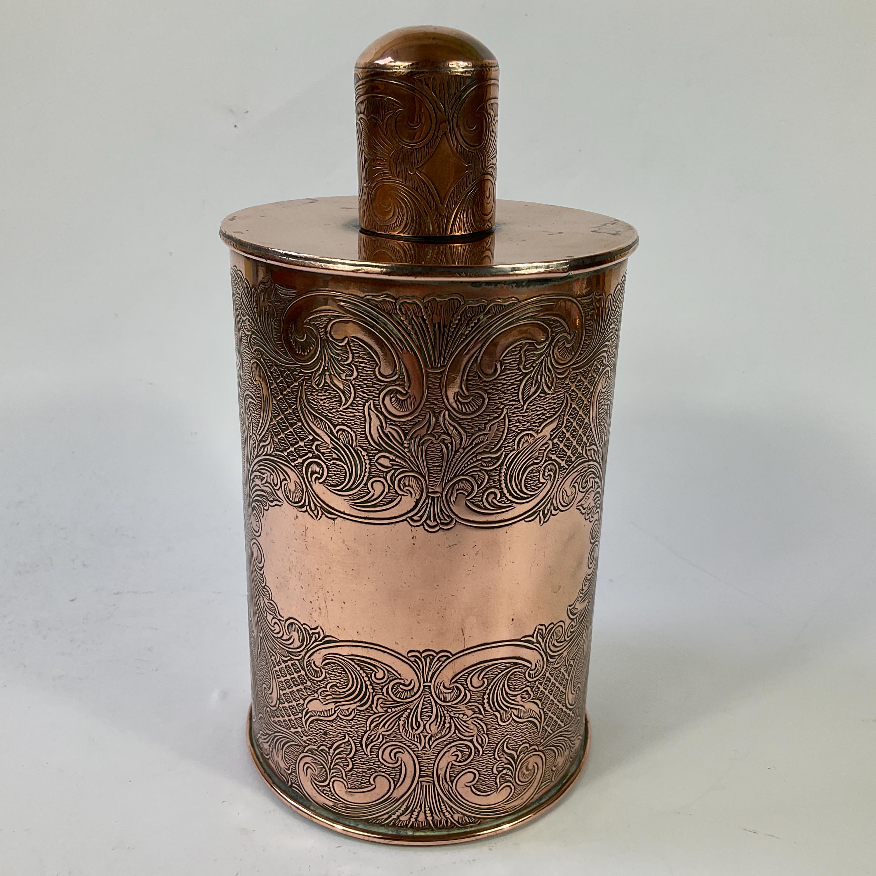 Art Nouveau Embossed Copper Flask Tea Caddy C1880s. William Morris
