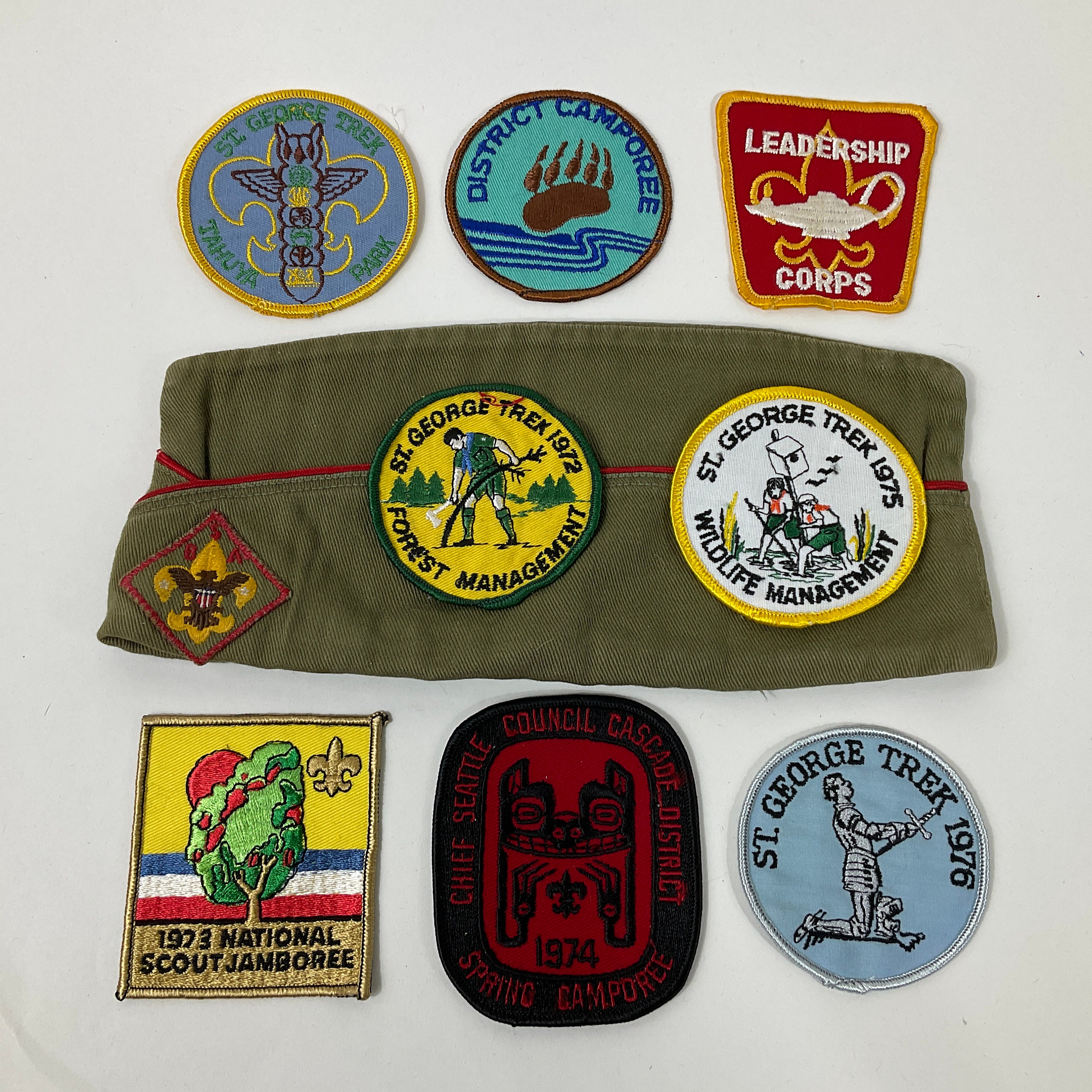 Boy Scouts of America Garrison Cap & Sew on Patch Set C1970s