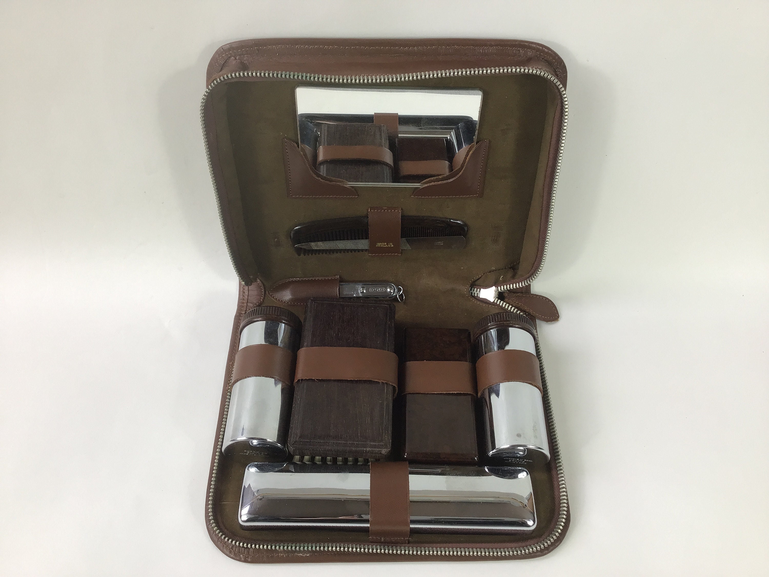 1930s Gentleman's Calf Leather Travel Shaving Case With Souplex Razor. Mens  Travel Grooming Set. Mens Dopp Kit. Retro Travel Gifts Men. 