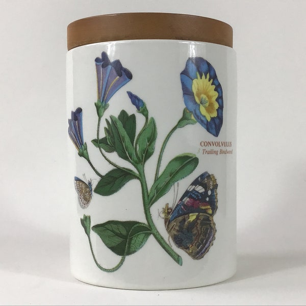 Portmeirion Botanic Garden Storage Jar c1972. Medium Size Convolvulus With Butterflies. Retro Utensil Holder/Pot/Vase. Susan Williams Ellis.