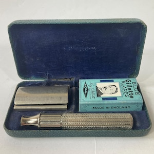 1948 English Gillette Fat Handle Tech DE Safety Razor No.44 Set. Men’s Traditional Shaving. Retro Unisex Safety Razors. Father’s Day Gifts.