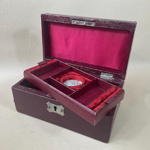 Antike viktorianische Reise Schmuckschatulle c1870-80. Retro Schmuck Aufbewahrung. Schmuckschatulle. Unisex Schmuck Box. Viktorianisches Reise-Zubehör
