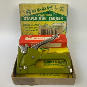 Grapadora Arrow JT21, años 60-70. Grapadora de alta resistencia. Artículos para oficina y taller. Grapadora industrial. Accesorios retro para garaje y caja de herramientas.