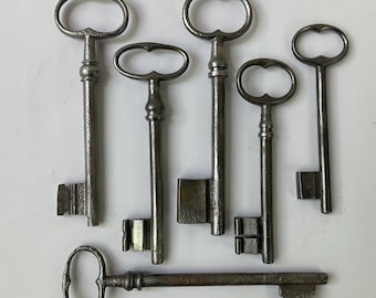 1 x Chiave antica vittoriana a scheletro, circa 1840-60. Chiavi antiche da collezione. Cagofilia. Chiave per porta, stalla, rimessa per carrozza, giardino. Artigianato, gioielli, ecc.