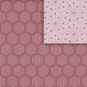 Tiles red/pink gift wrap (double sided)