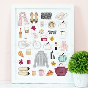 Póster con impresión artística en acuarela All The Fall Things // lindo, otoño, blogger, lindo regalo
