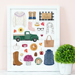 Póster con estampado de acuarela de otoño acogedor // lindo, otoño, blogger, lindo regalo