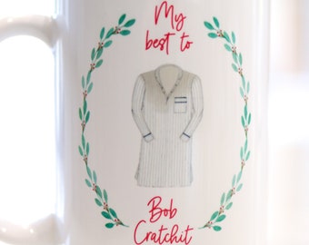 My Best To Bob Cratchit mug // Creek TV Show inspired Christmas coffee mug // watercolor art mug, David Rose, Alexis Rose, Moira Rose