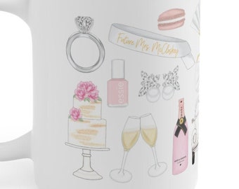Custom Bride To Be collage coffee mug // personalized bride mug, wedding, bride gift, wedding planning, engagement gift