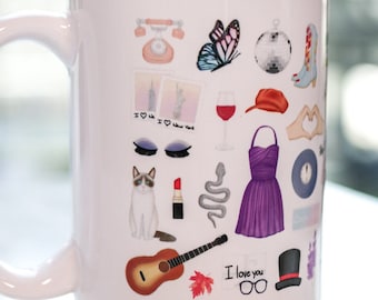 A Swift Musical Journey collage mug // watercolor art, gift mug, fan mug
