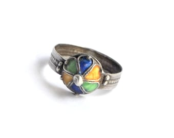 Vintage Ring aus Silber und Emaille