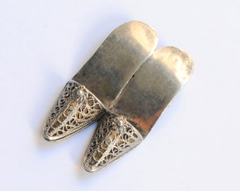 Broche Vintage Argent Et Vermeil Avec Grenat - Style Ancien, Occasion, Pièce Unique