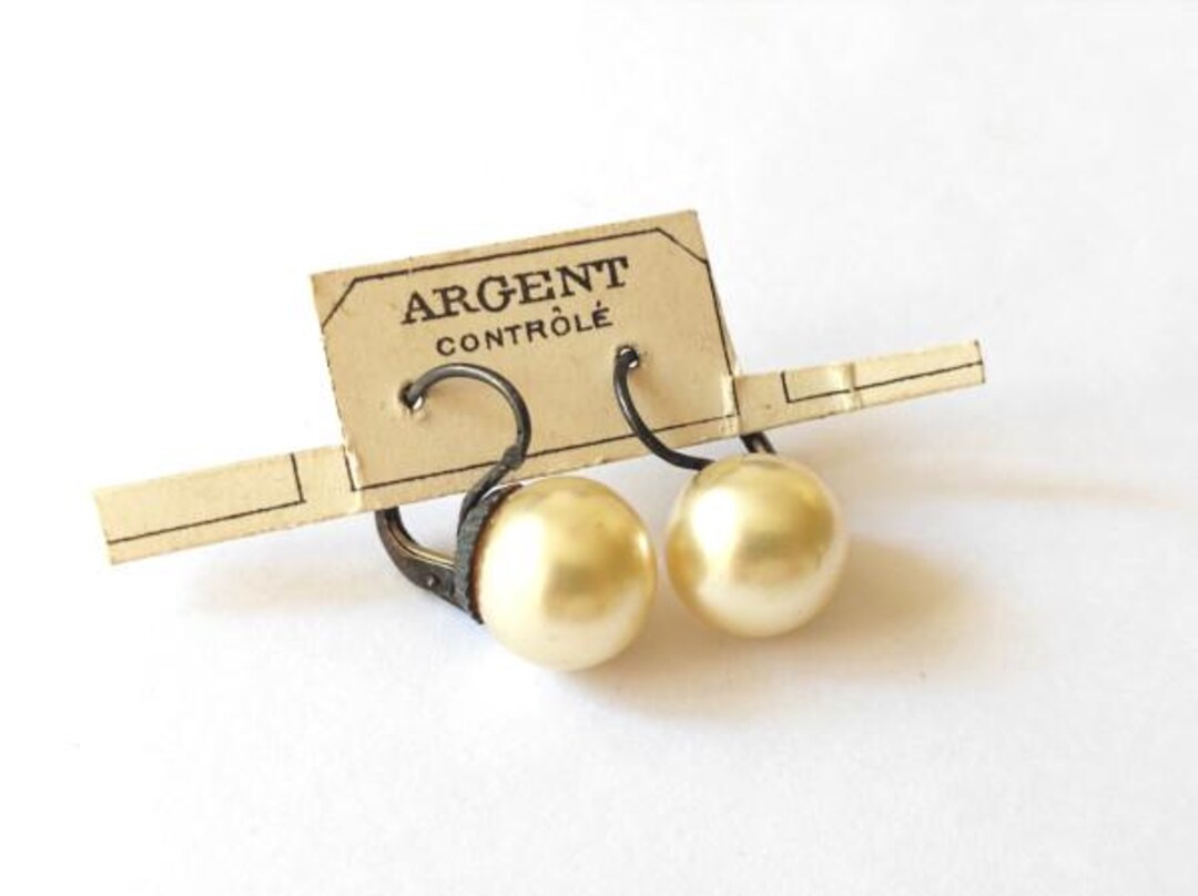Boucles d'oreilles anciennes en argent 925 avec verre facetté