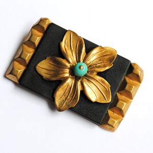 Broche Vintage Tête De Coq Patriotique – En Métal Doré Et Celluloid – Bijou Rétro Français