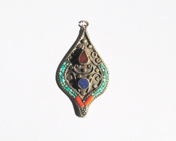 Antique Silver and Gemstones Pendant - image 1