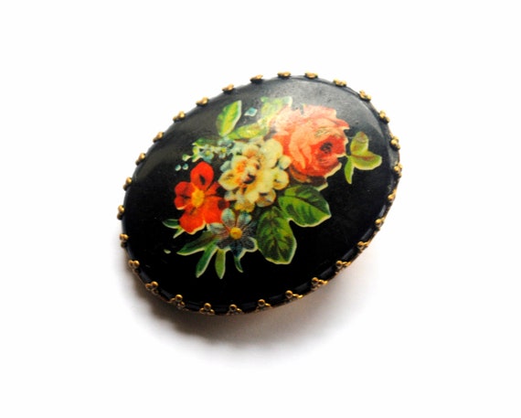 CELLULOID? Vintage French Brooch. - image 3