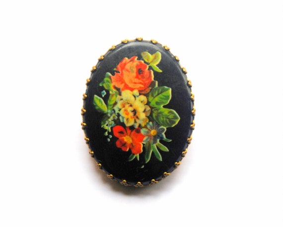 CELLULOID? Vintage French Brooch. - image 1