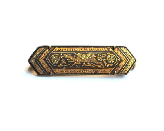 Antique Damascene Brooch