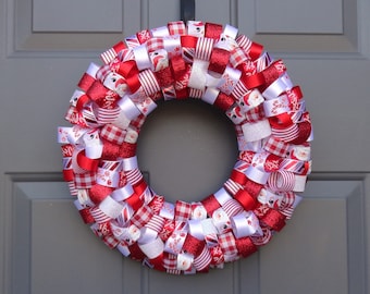 Christmas Candy Cane Ribbon Wreath