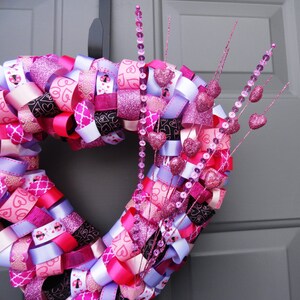 Pink Valentine's Day Ribbon Heart Wreath image 2