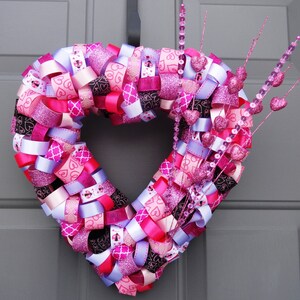 Pink Valentine's Day Ribbon Heart Wreath image 5