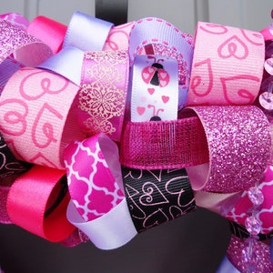 Pink Valentine's Day Ribbon Heart Wreath image 3