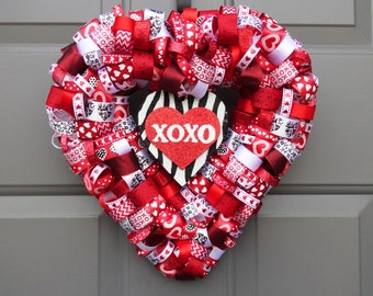 Red Heart XOXO Valentine's Day Ribbon Wreath