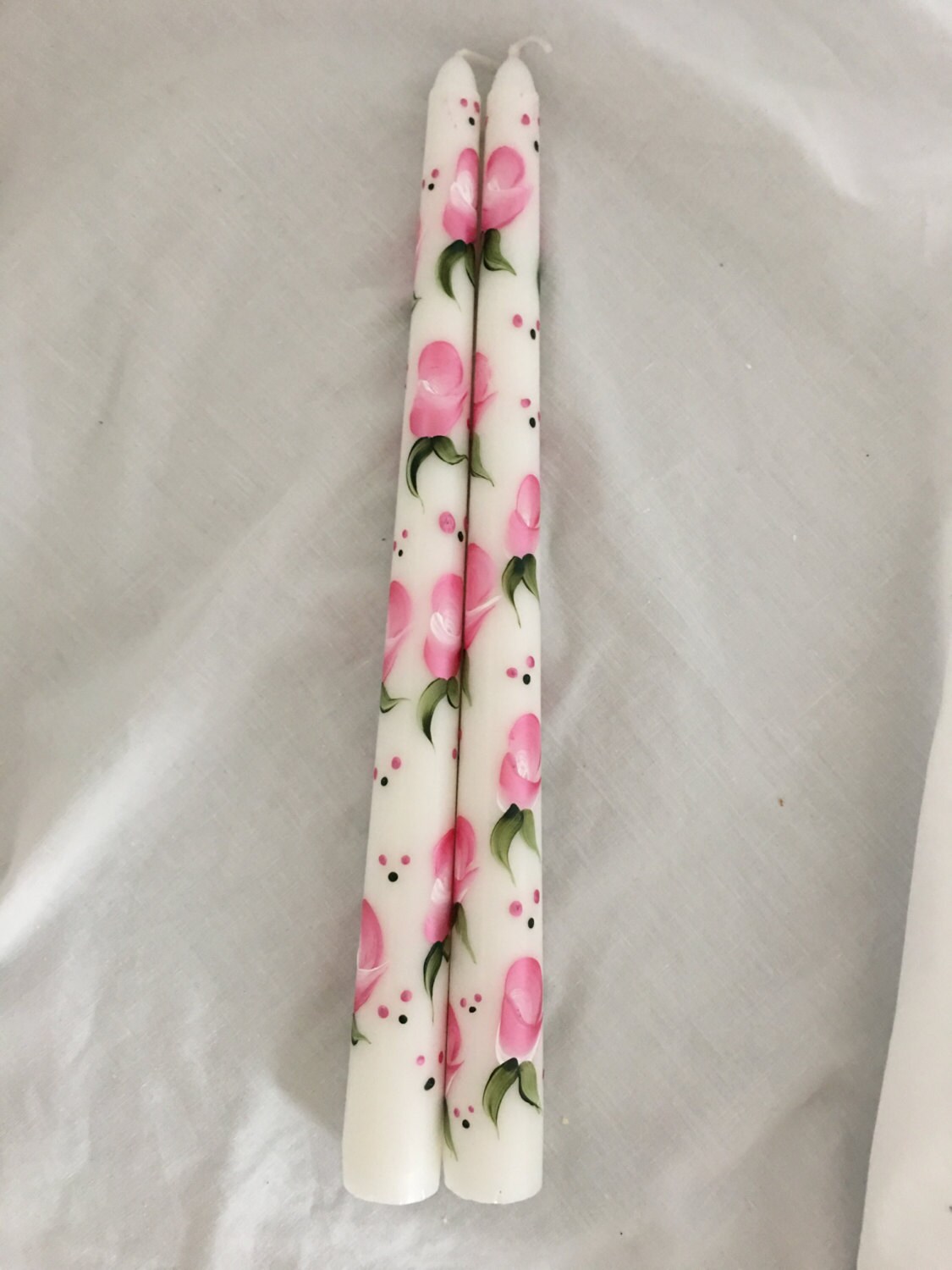 Shabby Chic Taper Candles Pink Rose Buds Design. - Etsy