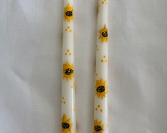 Sunflower Design-Spring/Summer/Bridal/ Yellow Sunflowers-Hand Painted Pair 10" Taper Candles/All Occasion Tapers