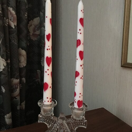 Hand Painted Black Heart Taper Candles Etsy