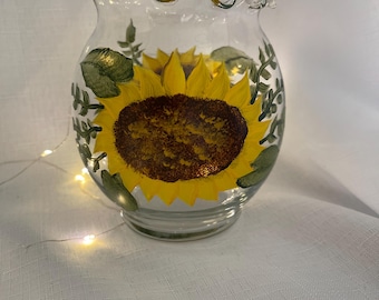Sunflowers Hand Painted on Scalloped Vase/Floating Candle Bowl-Bridal/Wedding/Birthday/Housewarming/Hostess/Teacher Gift. Signed by Artist
