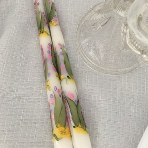 Spring/Summer/All Occasion Hand Painted 10" taper candles