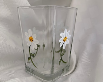 Simply Daisy Design/Spring-Summer Vase/Candle Holder/Special Occasion/Bridal/Birthday -  Hand Painted Vase/Candle Holder - Signed by Artist