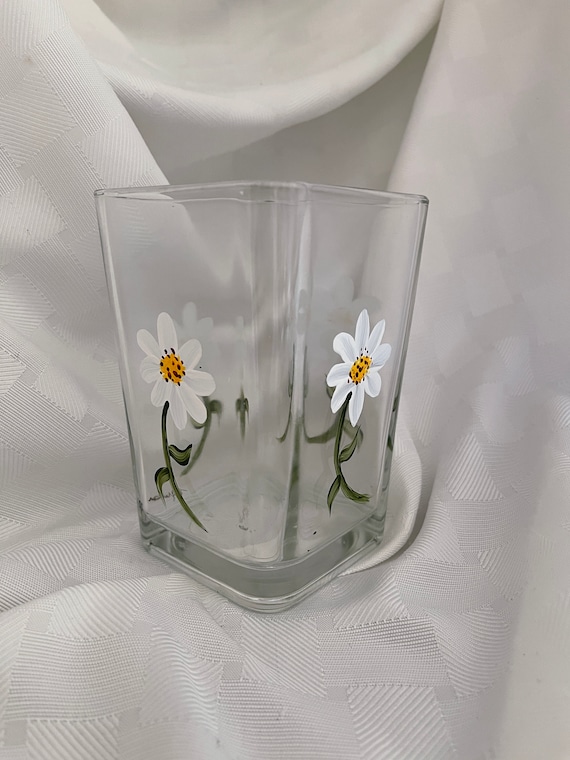 Simply Daisy Design/Spring-Summer Vase/Candle Holder/Special Occasion/Bridal/Birthday -  Hand Painted Vase/Candle Holder - Signed by Artist