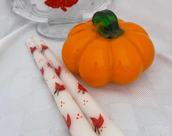 Autumn Fall Leaves Design/Fall/Thanksgiving Decor/Taper Candles. All Occasion Hand Painted 10" taper candles-Pair taper candles.