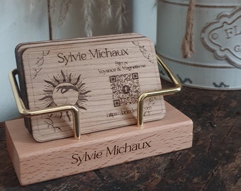 Wooden and metal business card holder