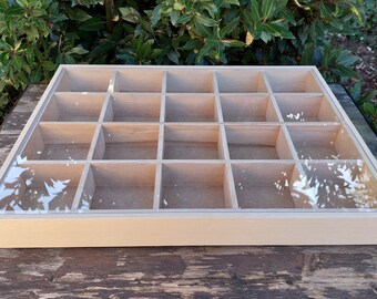 Large module tray with wooden compartments for stones, beads, jewelry, buttons, etc. MADE TO ORDER