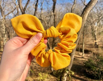 Bunny Ear Scrunchie - Mustard Yellow Plain Bunnchie Hair Accessory