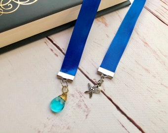 Fairy Tale Personalized Blue Velvet Ribbon Bookmark with Initial Charm –  fripparie