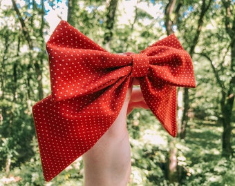 Rust Red Polka Dot Hair Bow