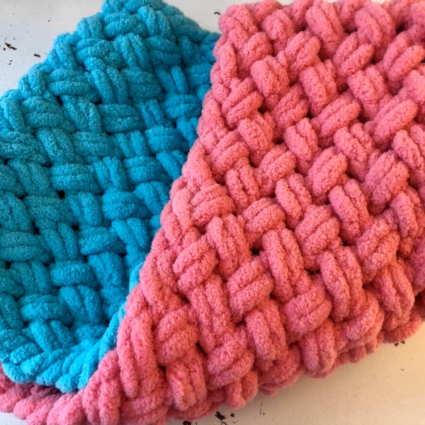 Basketweave Cowl in Teal & Pink