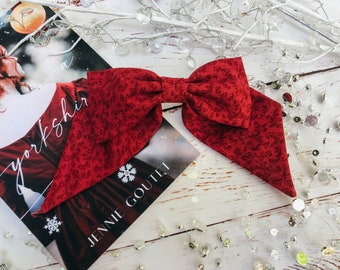 Deep Red Swirl Hair Bow