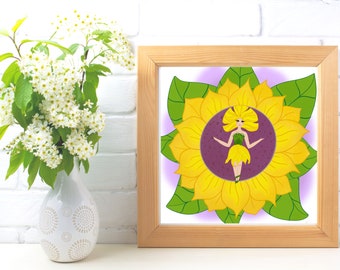 Sunflower Fairy - Art Print