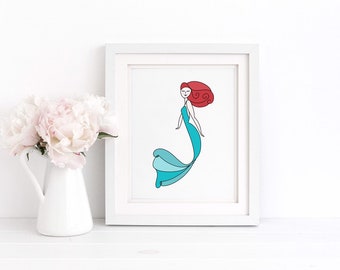 Aqua Mermaid - Art Print