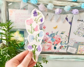 Original Watercolor Sweet Pea Bouquet Bookmark