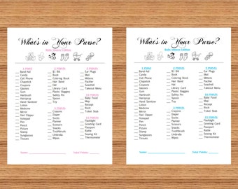 What's in Your Purse? - Baby Shower Printable Game - Instant Digital Download