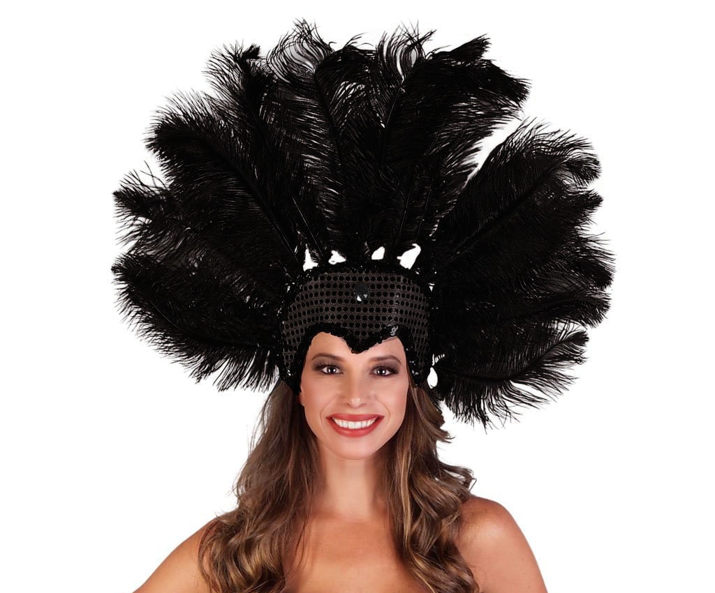 Headdress of black feathers Los Vegas style Las Vegas Showgirl Headdress to buy | Zirigdum Carnival Costumes main image 4