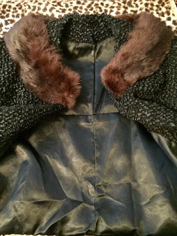 Vintage 1960s Short Coat with Mink Fur Collar - image 2